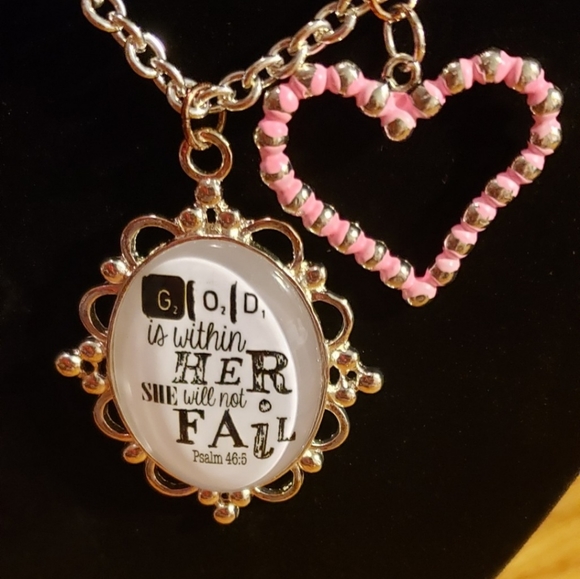 Plunder Retired Religious Saying Necklace with Earrings - Picture 5 of 8